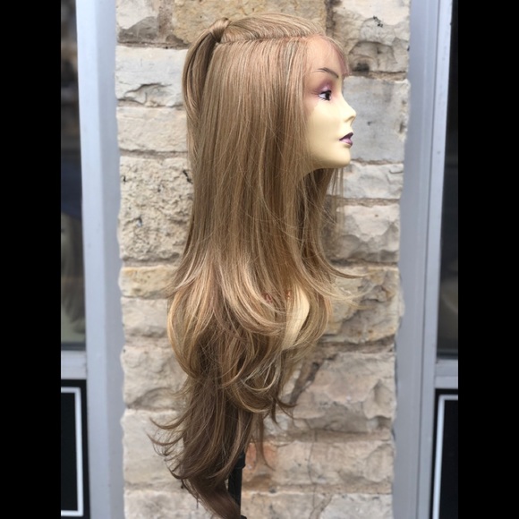 Blonde mix Ponytail Wig Lacefront realistic Look - Picture 4 of 9